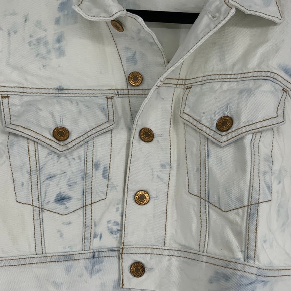 NEW! RE/DONE Size Large Cropped Denim Trucker Jacket Sunbleach $385 msrp I11-14 - Picture 5 of 10